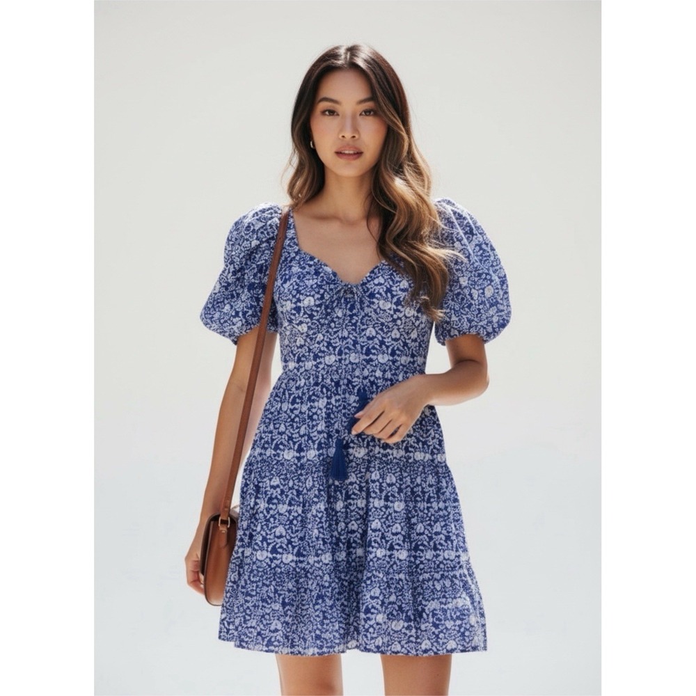 #184 Zara Blogger Fave!!!cotton Floral Mini Dress Size Xs